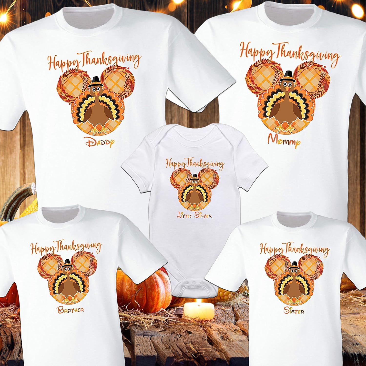 Amazon Com Disney Thanksgiving Shirts Family Pilgrim Shirts Thanksgiving Turkey Shirt Custom Personalized Handmade Products