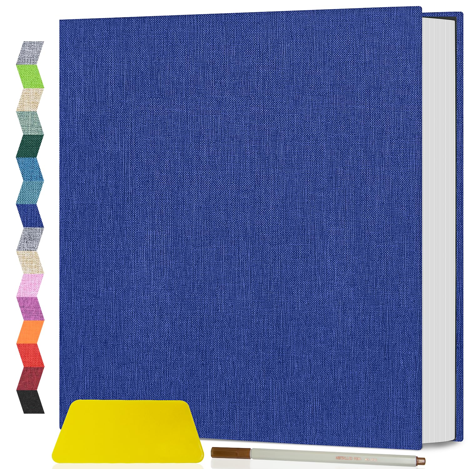 popotop Linen Self Adhesive Photo Albums 6x4 5x7 8x10, 60 Pages Large Photo Book, Linen Personalised Scrapbook Album for Wedding Baby Travel Polaroid, with Scraper and Metallic Pen — image 1