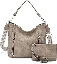 Chase Chic Sacs à main Hobo Sac porté épaule pour femmes，Sac Shopping Cuir PU Grande Sacs bandoulière Sacs portés épaule Portefeuille 2pcs Set