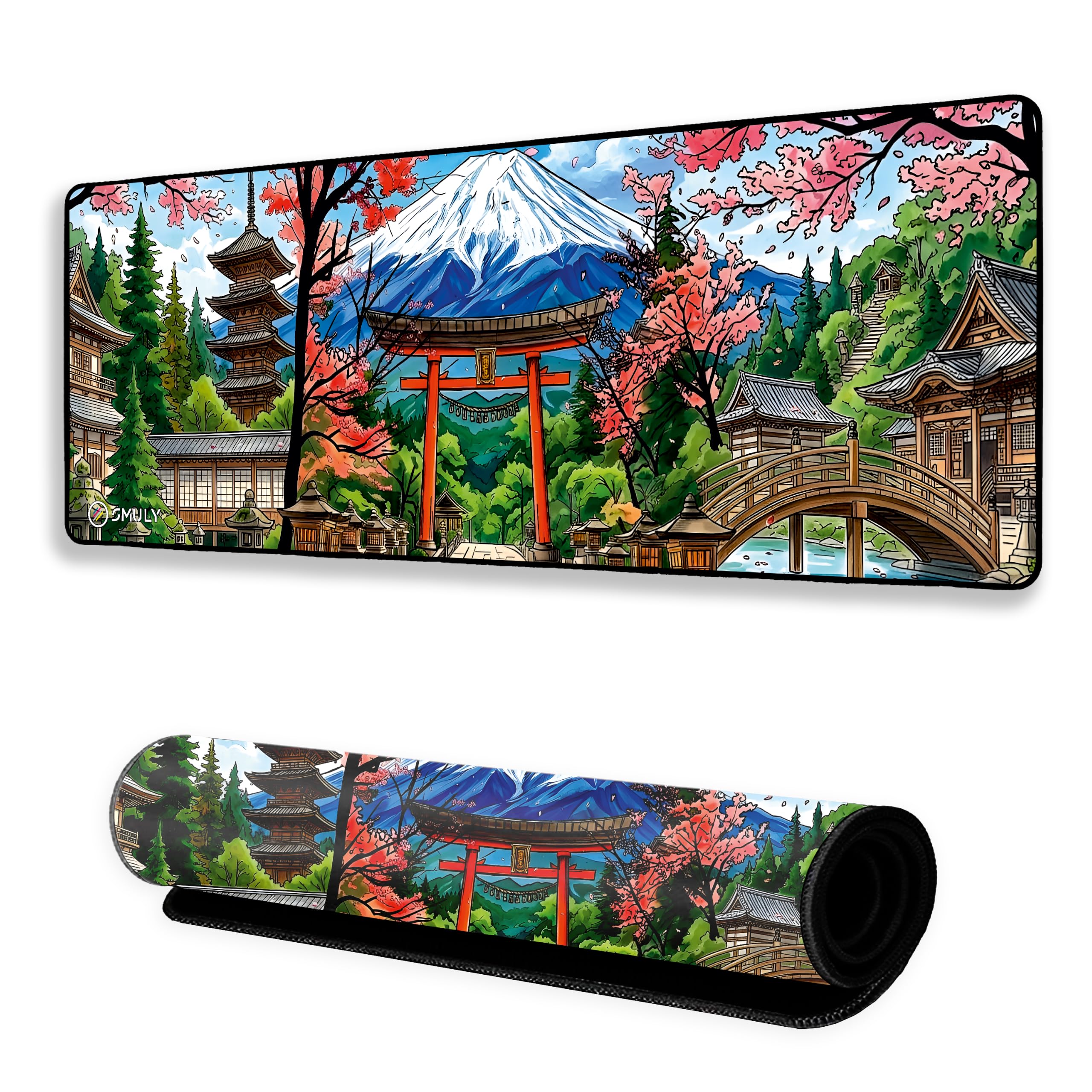 Japanese Mountain Inspired Large Gaming Mouse Pad,12 x 32Inch Extended Desk Mat, Desk Pad with Anti-Slip Rubber Base Mousepad,Stitched Edges,Smooth Surface for Office, PC & Laptop (Multicolour)-picture-29