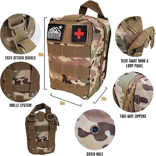 Miniatura 3 de Kit de supervivencia y primeros auxilios Molle de 250 piezas, equipo de emergencia al aire libre y bolsa de trauma para camping, senderismo, caza,