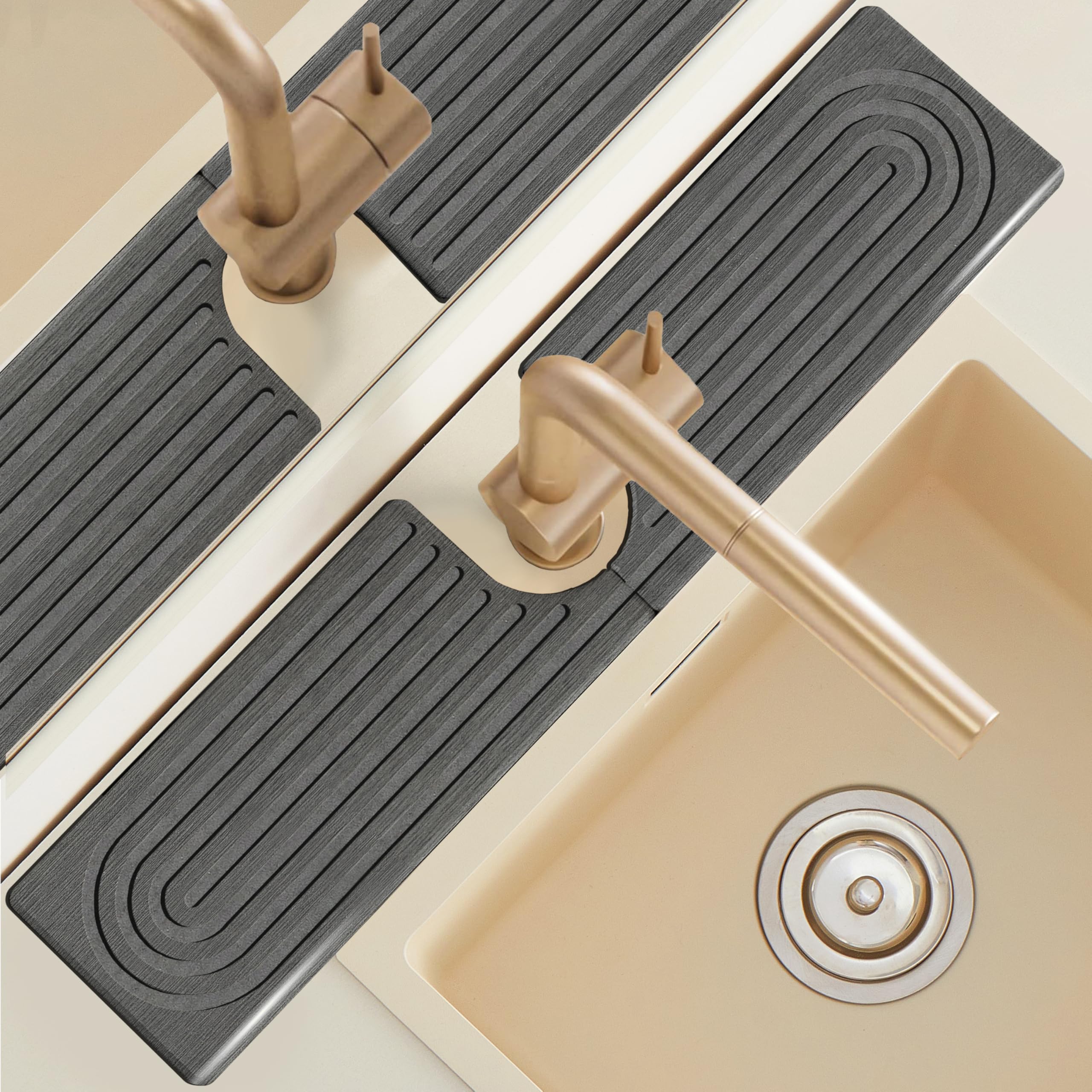 U Shape Sink Draining Mat Behind Faucet, Super Absorbent Diatomite Fast Drying Stone, Quick Drying Splash Guard, Prevents Moisture Buildup, Around Faucet Drip Mat for Kitchen Bathroom Counter, White — Amazon image 22