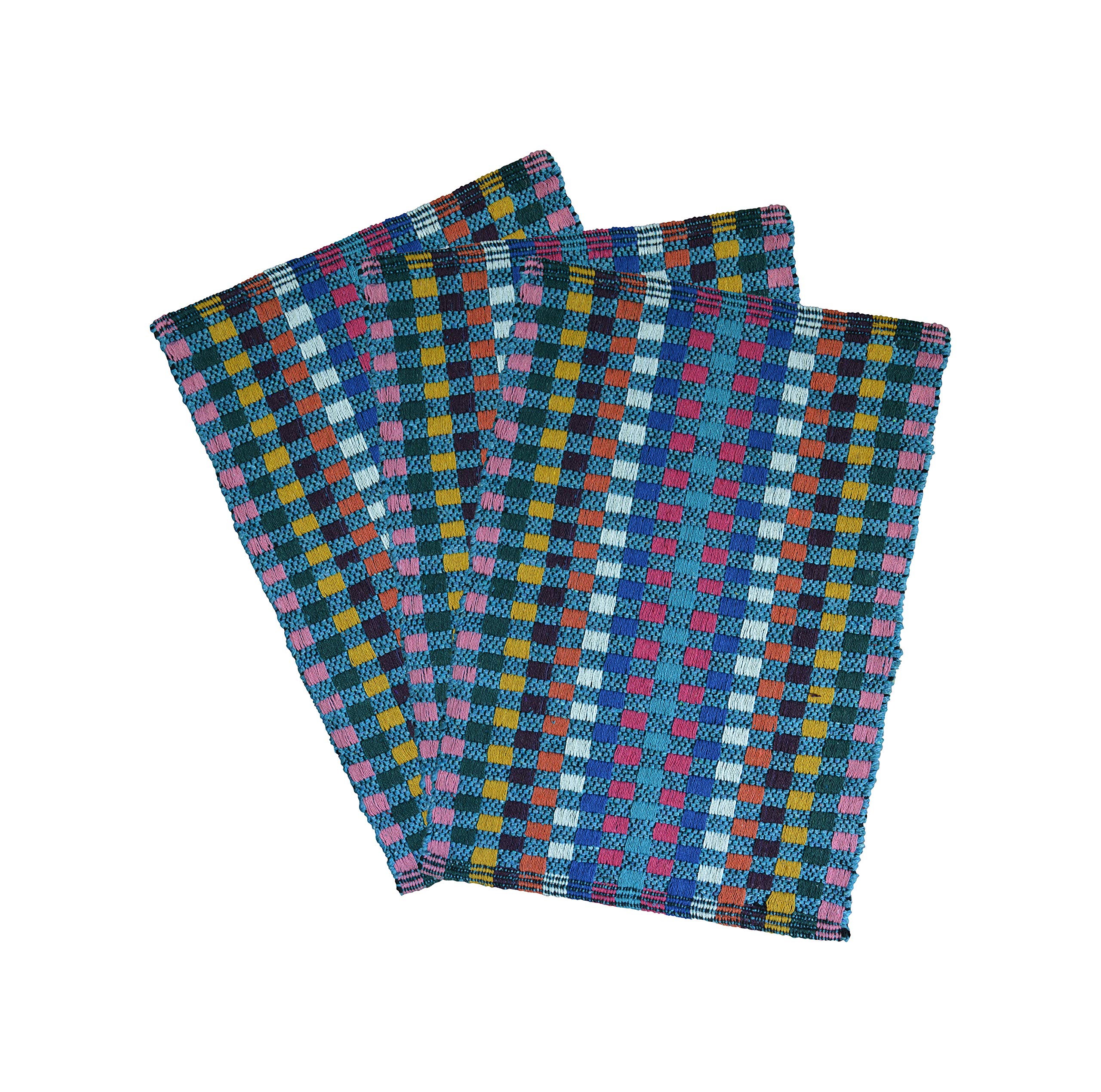 Aasmi Krazy Decor Pure Cotton Water Absorbing Door Mat for Home and Kitchen , Set of 3 , Sky Blue , Standard.