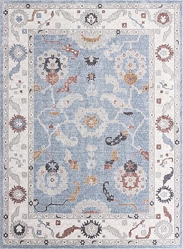 Miniatura 2 de Unique Loom Eco Traditional Collection - Alfombra animada (rectangular 10 pies x 13 pies 0 pulgadas, azul puerto, beige)