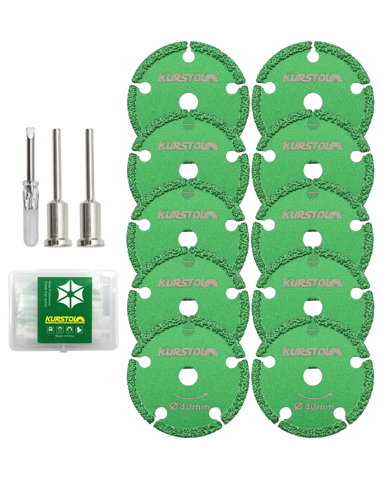 Diamond Rotary Tool Cut-Off Wheels - 10pcs 1-9/16 Inch(40mm) Metal Cutting disc for Rotary Tool Accessories with 2pcs 1/8” Mandrels for Metal, Iron Pipe, Iron Sheet, Bolts, Screws