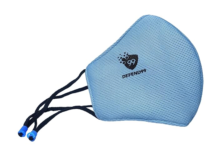 DEFEND99 Mens and Womens Self Sanitizing 3 Layer Reusable Washable Face Mask (Sky Blue)