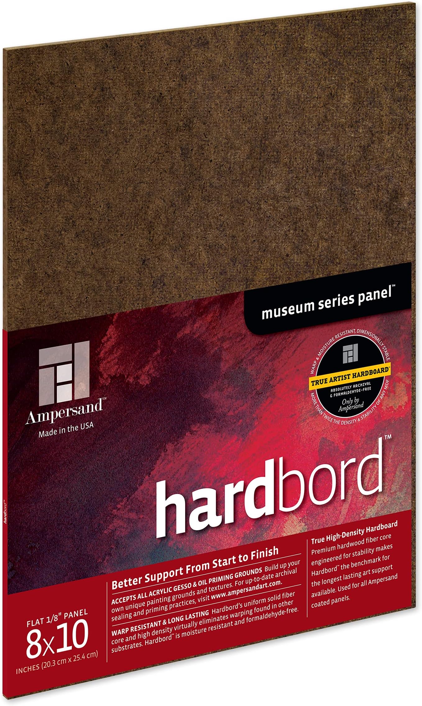 Hardboard Wood Painting Panel: Museum Series Hardbord, 8" x 10", 1/8 Inch Flat Profile