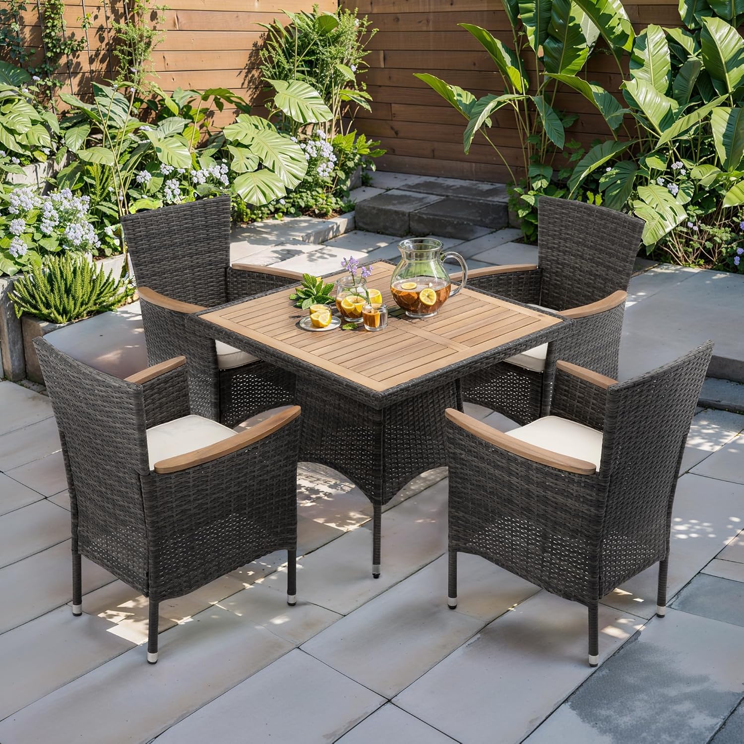 RoyalCraft 5 Piece Patio Wicker Dining Sets for 4