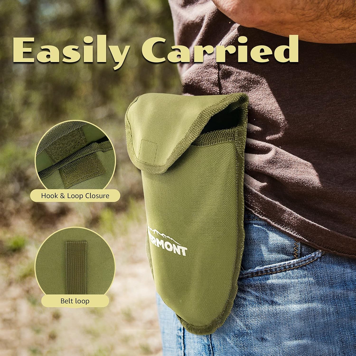 Overmont Military Folding Camping Shovel High Carbon Steel Entrenching Tool Tri-fold Handle Shovel with Carrying Pouch Green : Sports & Outdoors