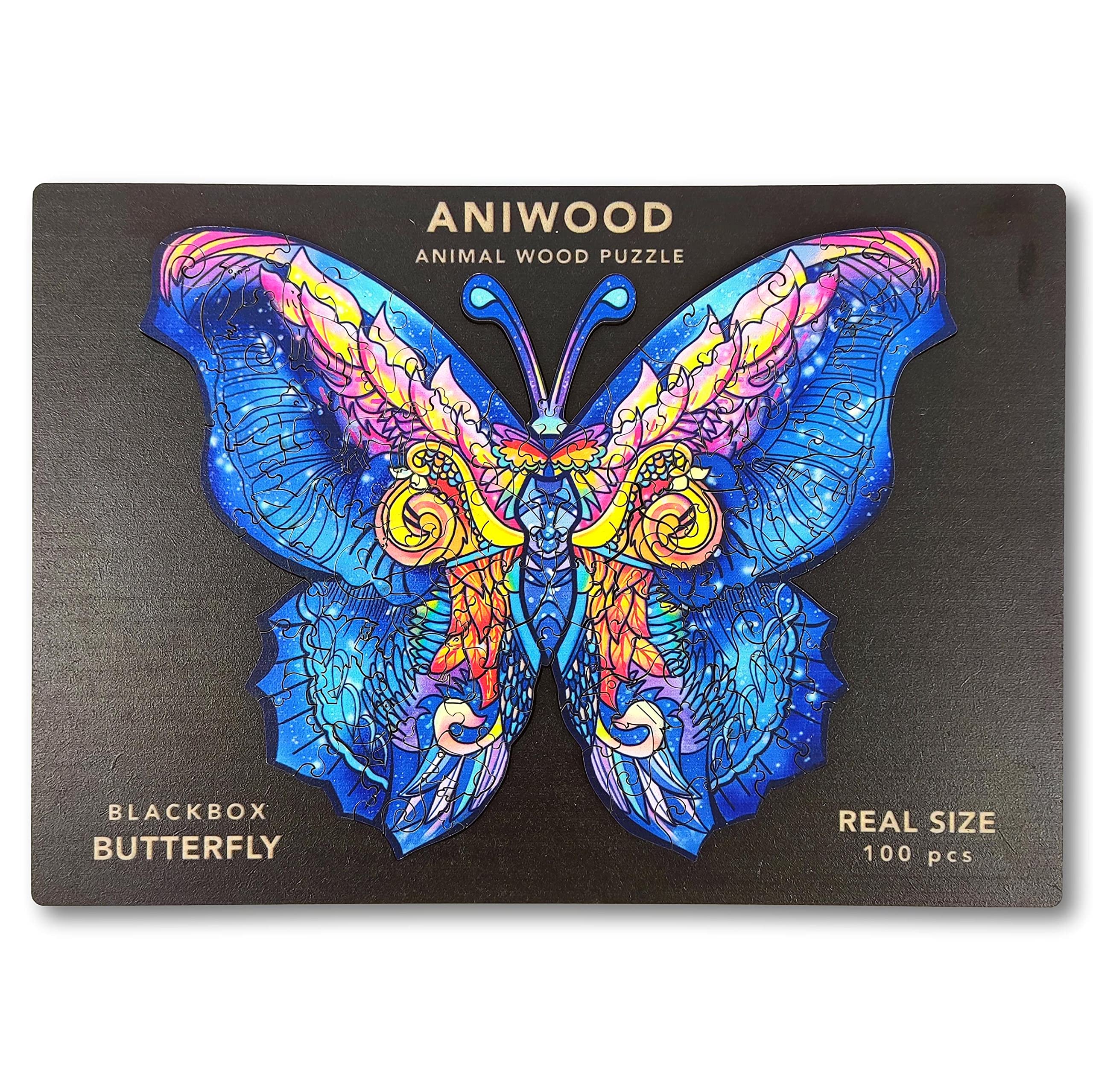 ANIWOOD Puzzle de Madera de Animales. Tapa troquelada, Caja a tamaño Real del Puzzle. 3 Modos de dificultad, Elemento Decorativo. Piezas únicas Originales de Animales (Medium, Caballito de Mar) — view 34