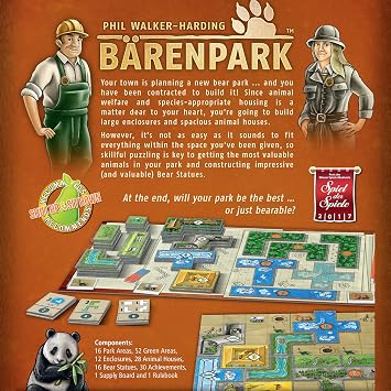 Barenpark Board Game | Tile Placement Strategy Game | Fun Zoo Animal Themed Puzzle Game for Adults and Kids | Ages 8+ | 2-4 Players | Average Playtime 30-45 Minutes | Made by Lookout Games