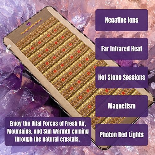 Miniatura 5 de ThermoGem - Tapete de jade de turmalina de amatista infrarroja, profesional, 72 pulgadas de largo x 32 pulgadas de ancho, grueso y rígido, cristales