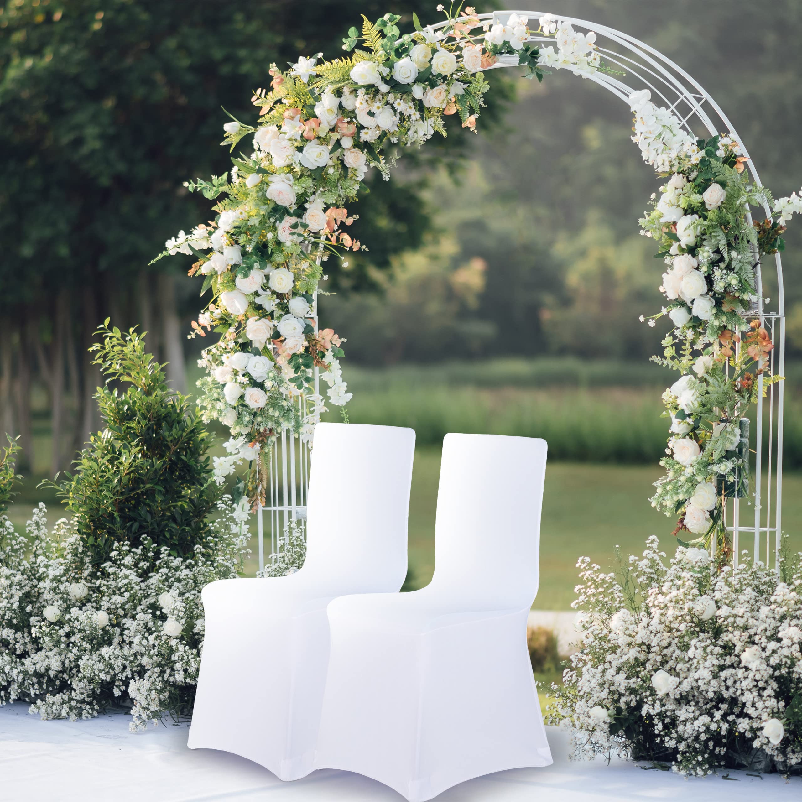 Relaxdays Fodera Coprisedia, Set da 4 Rivestimenti, Schienale, Copertura Universale, Arredamento, Decorazioni, Bianco