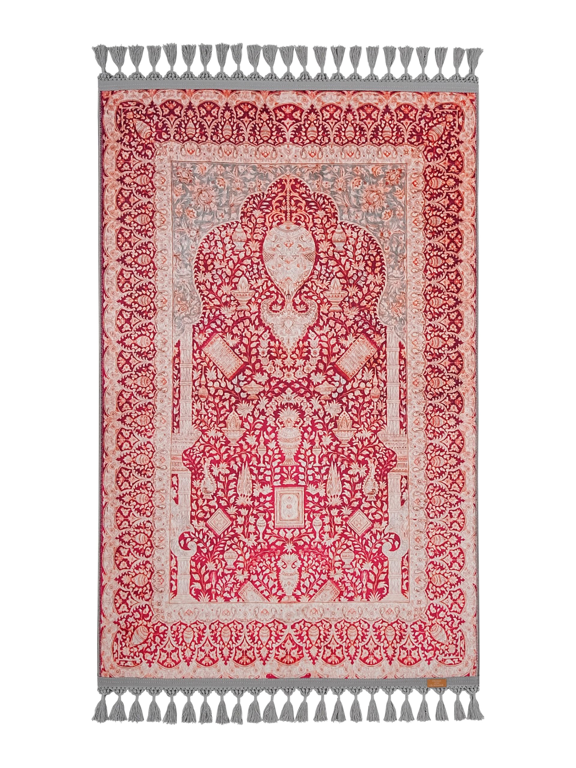 Tapis de prière turc style persan de qualité supérieure orné de motifs traditionnels rouges
