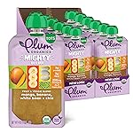 Plum Organics Mighty Builder Organic Toddler Food - Mango, Banana, White Bean, and Chia - 4 oz Pouch (Pack of 12) - Organic Fruit and Vegetable Toddler Food Pouch