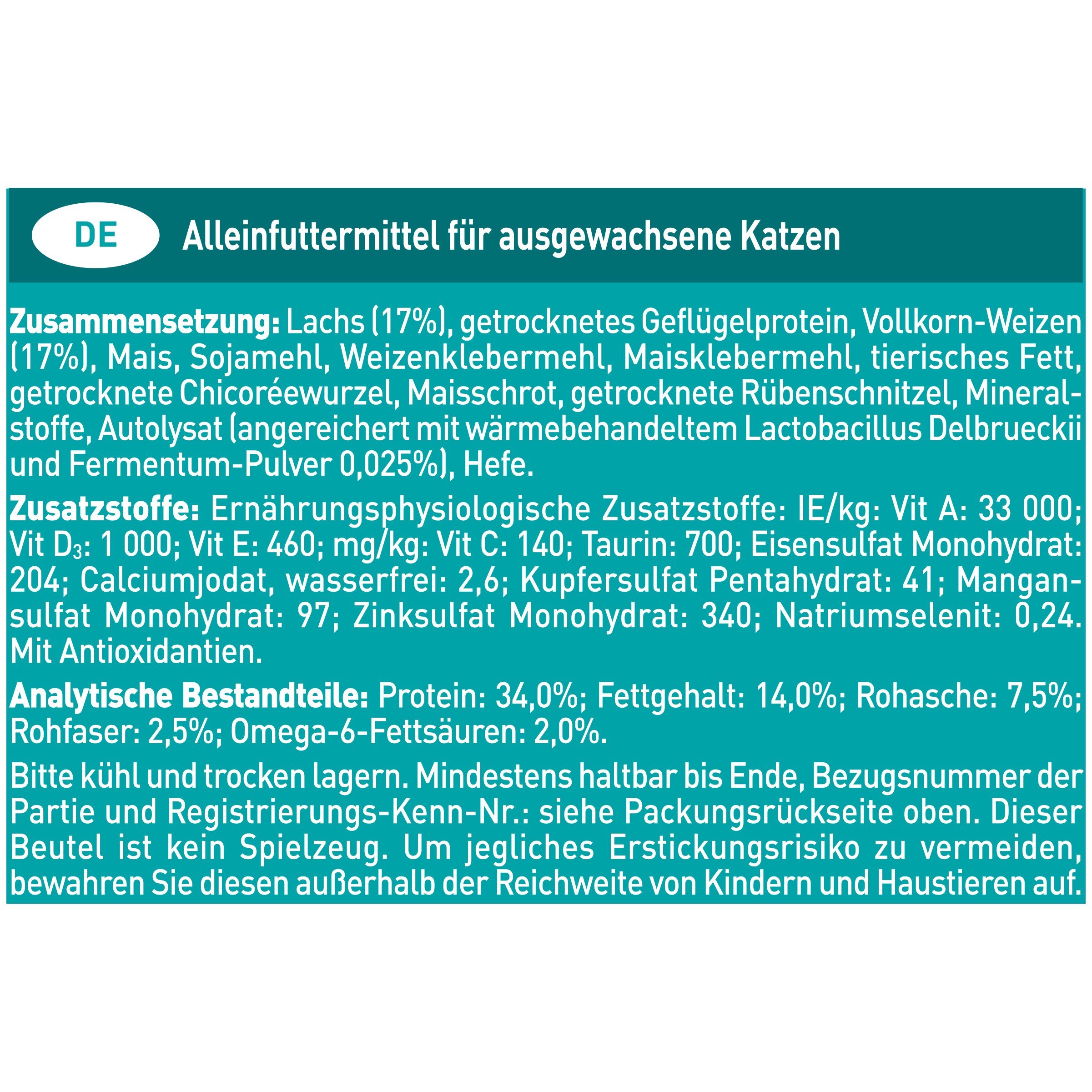 PURINA ONE Bifensis Adult Katzentrockenfutter: reich an Lachs, stärkt natürliche Abwehrkräfte, für gesunde Knochen, Haut, Zähne & Harnwege I ab 1 Jahr