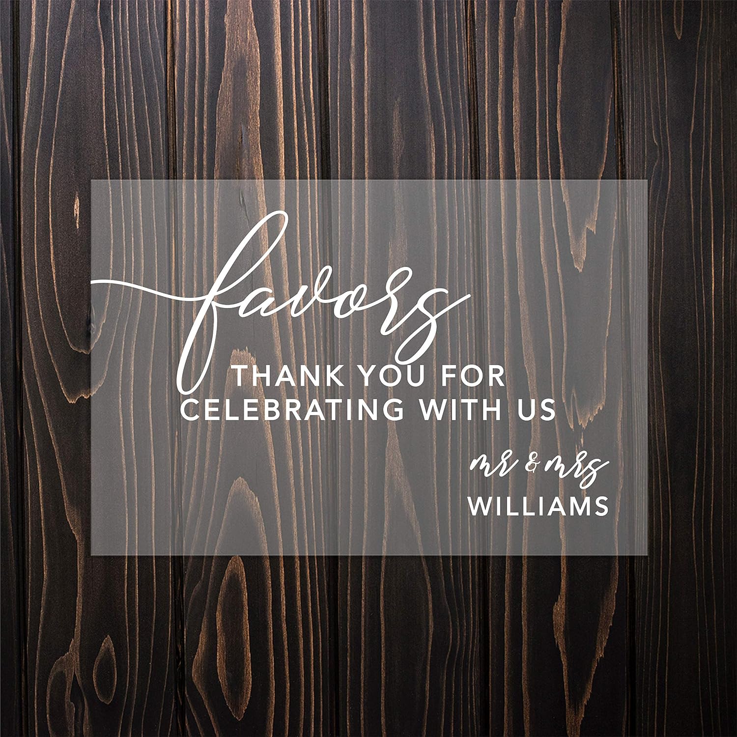 Andaz Press Favors Thank You For Celebrating With Us, Custom Name Acrylic Sign, 7.5 x 11 Inch, Stand Included, Favor Gifts, Wedding, Bridal Shower, Birthday, Baby Shower, Graduation