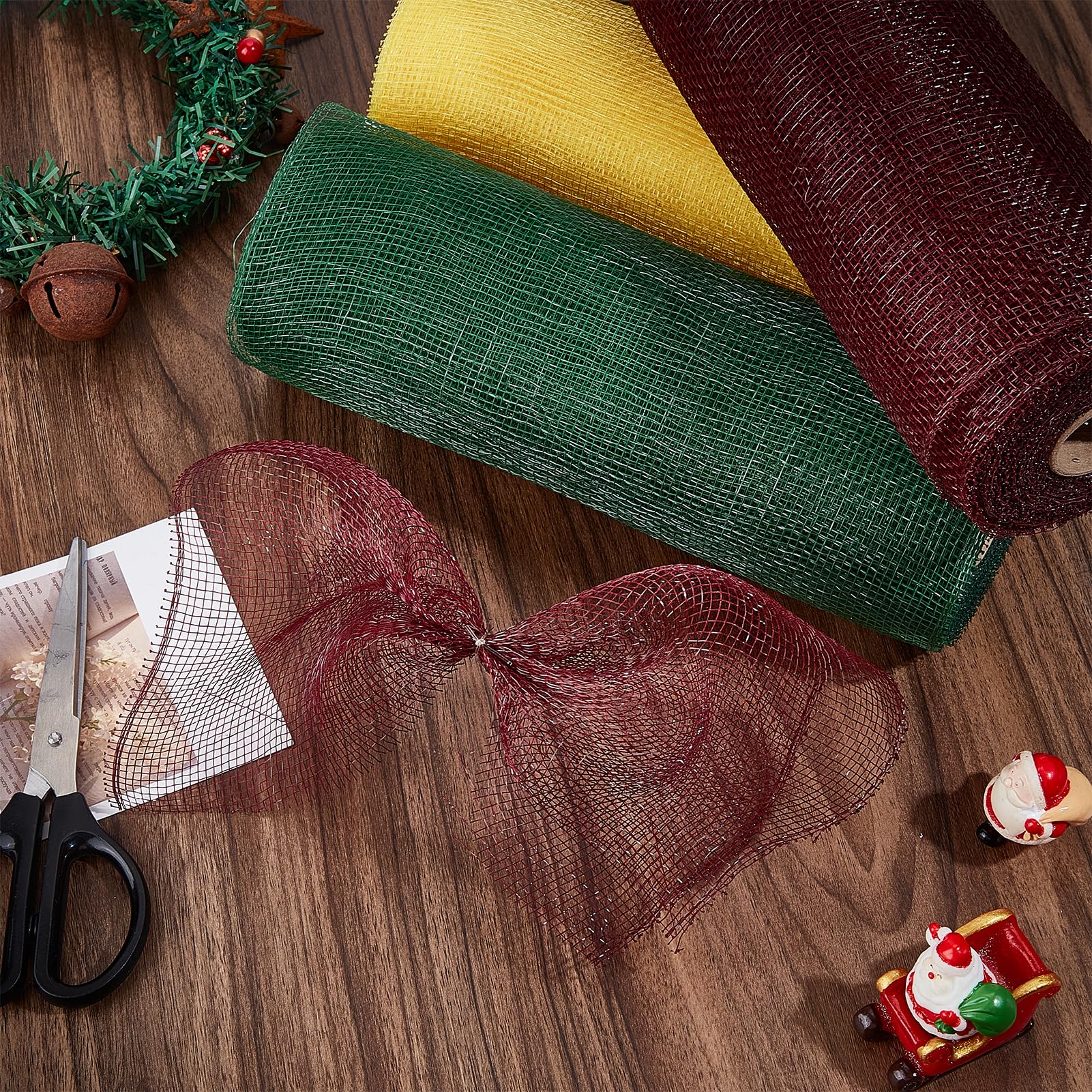 3 Rotolo 30 Iarde 10" Nastro Decorativo in Rete di Iuta