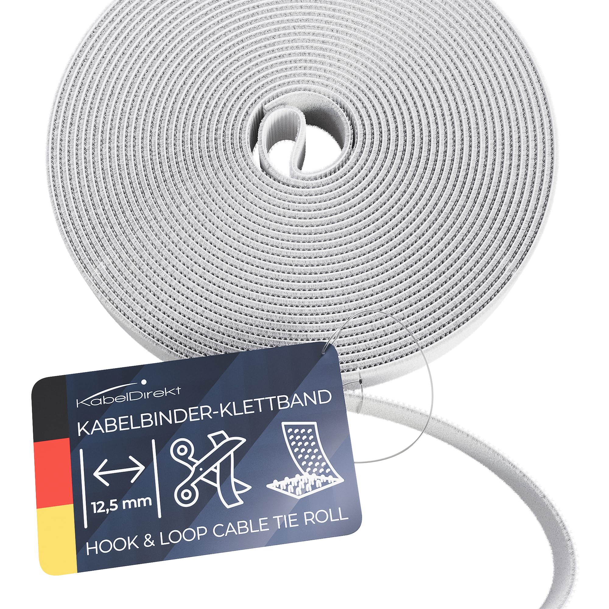 KabelDirekt – 12,5 mm x 5m Fascette Fermacavo (con micro ganci, fibre sintetiche, lunghezza regolabile individualmente, per disposizione, raggruppamento dei cavi),