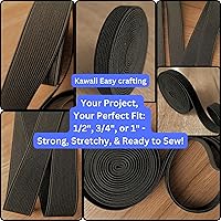 Vista 2 de Kawaii Easy Crafting Banda elástica negra, 3/4 pulgadas x 5 yardas, carrete elástico de punto de alta elasticidad, bandas elásticas de costura
