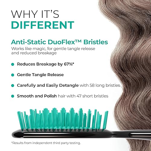 Vista 3 de FHI Heat UNbrush Detangling Brush for Pain-Free Brushing on All Wet or Dry Hair Types — Durable DuoFlex Anti-Static Bristles, Lightweight Handle