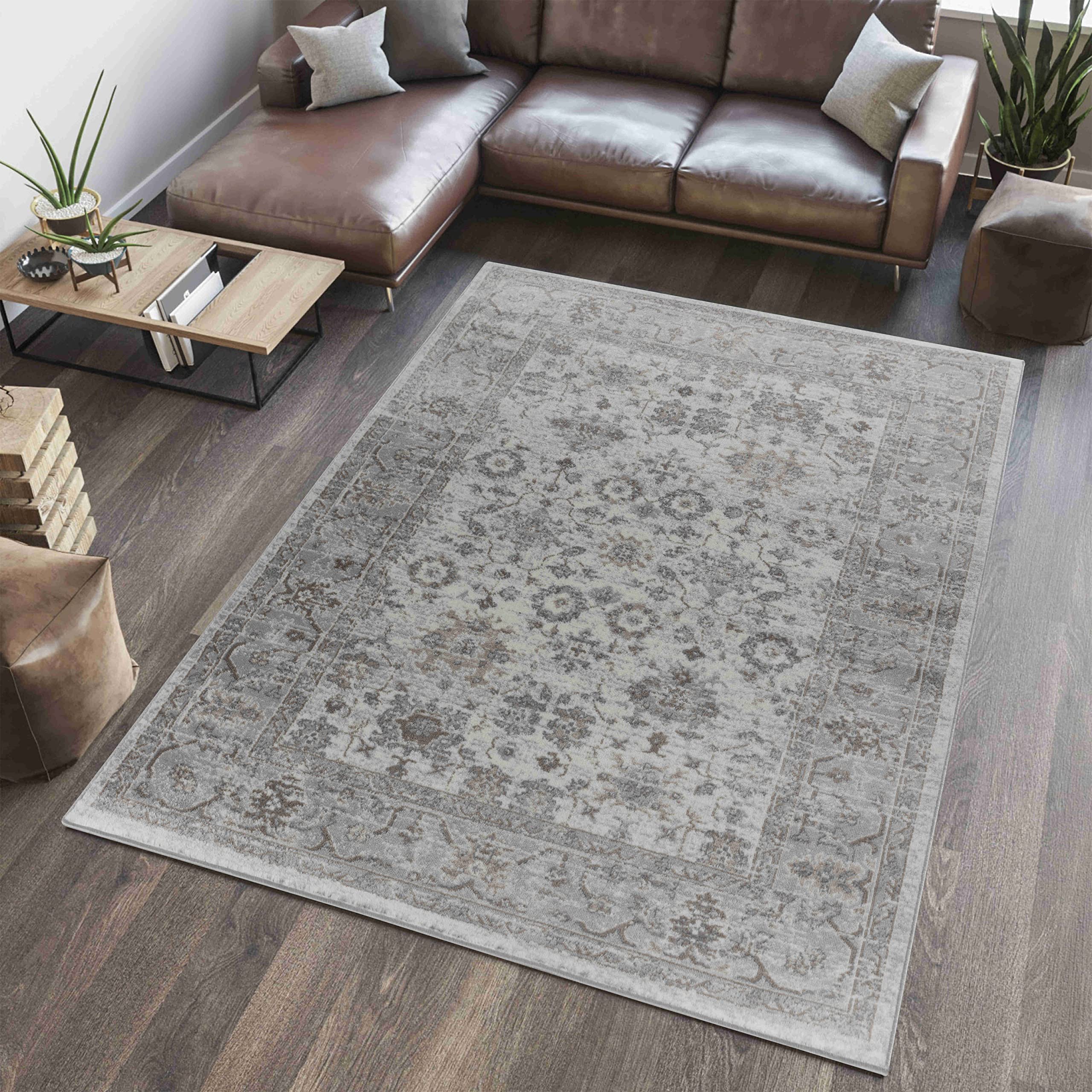 Rug Branch Sakarya 8' x 11' (7'10" X 10'10") Traditional Indoor Area Rug, Distressed, Grey Brown - Living Room, Bedroom, Dining Room, and Kitchen