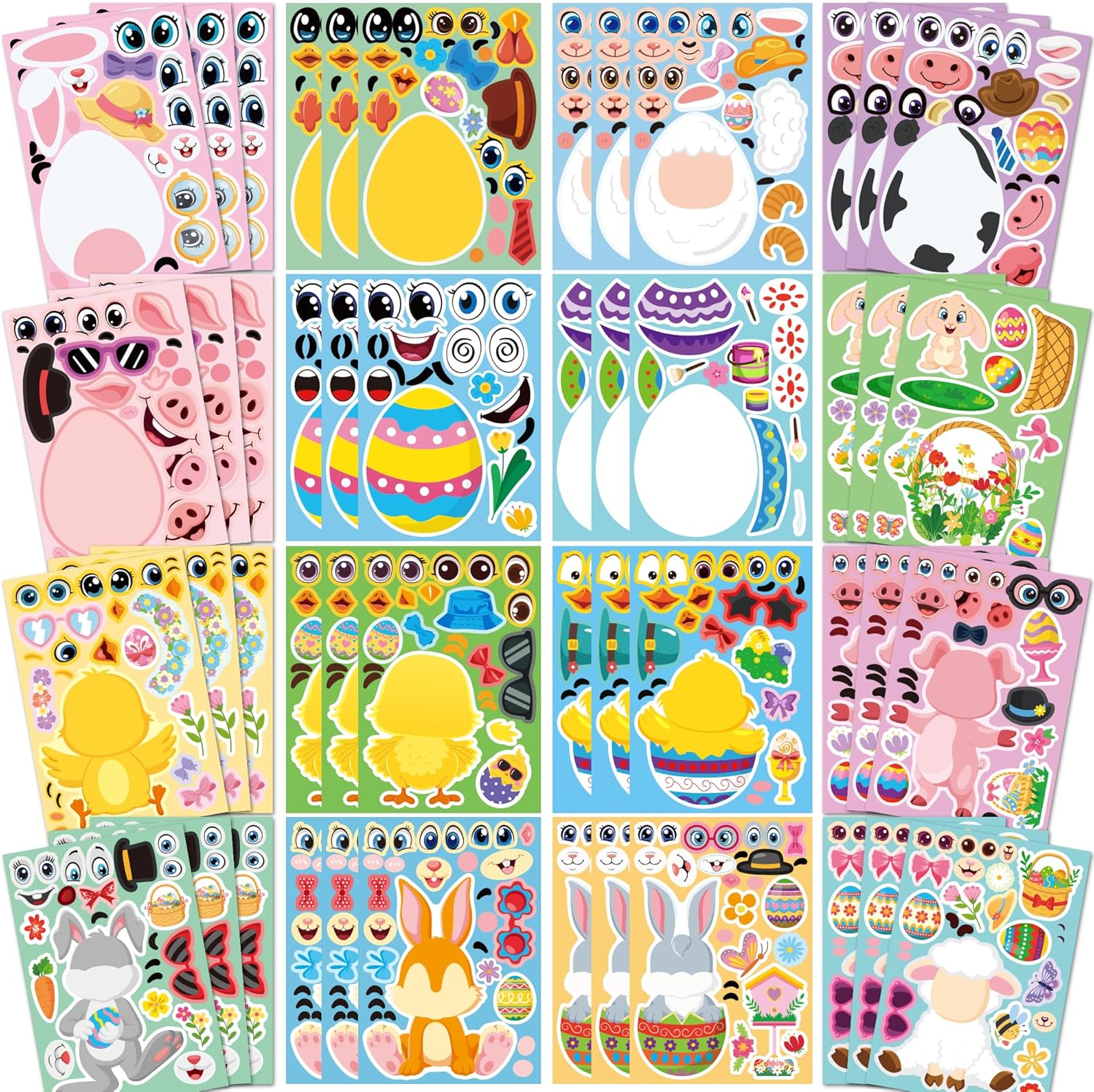 MISS FANTASY 48 Sheets Easter Stickers for Kids Toddlers Crafts Basket Stuffers Party Favors Activities Gifts Decor Treats Games Party Supplie Essentials Classroom