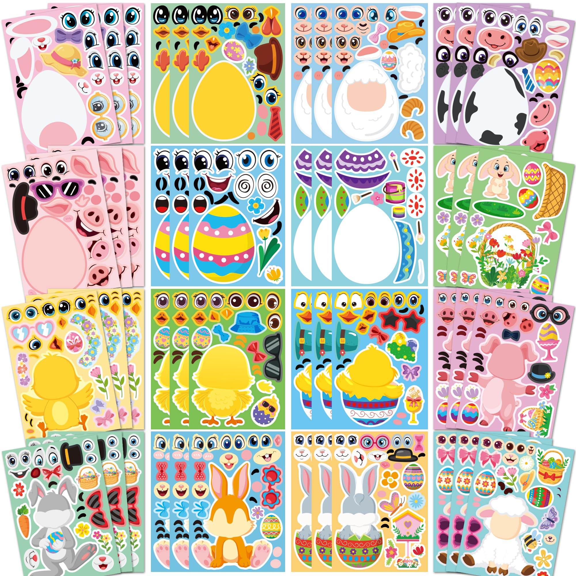 48 Sheets Easter Stickers for Kids Toddlers Crafts Basket Stuffers Party Favors Activities Gifts Decor Treats Games Party Supplie Essentials Classroom