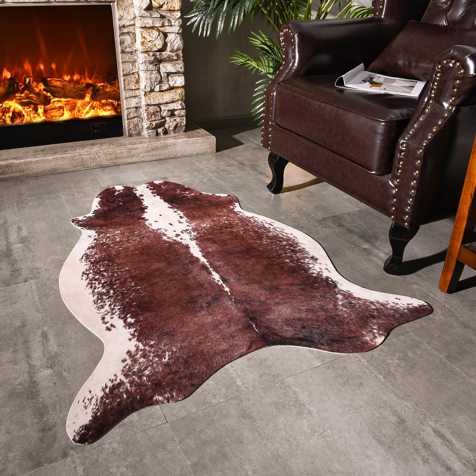 Tapis imprimé vache épais et élastique idéal pour un salon chaleureux et confortable