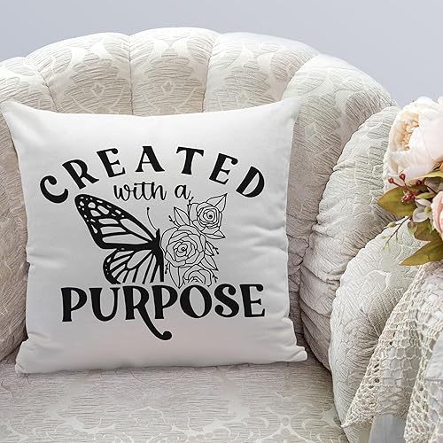 Miniatura 2 de Cita inspiradora creada con un propósito, funda de almohada cristiana con diseño floral de mariposa, decoración para el hogar, dormitorio, sala de