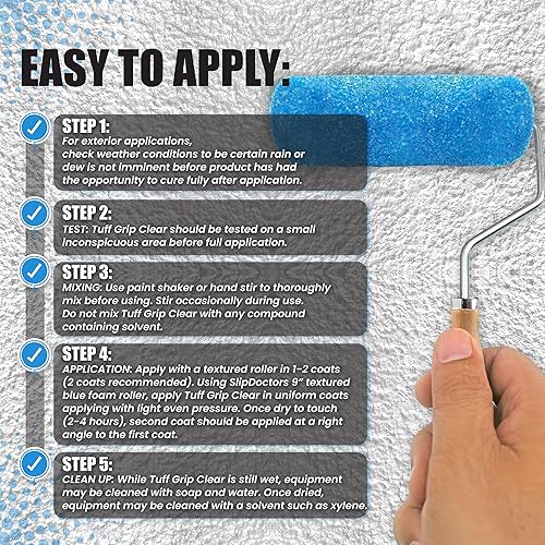 Vista 6 de Tuff Grip - Pintura antideslizante transparente para rampas, pisos, cubiertas y escaleras, revestimiento de agarre antideslizante texturizado