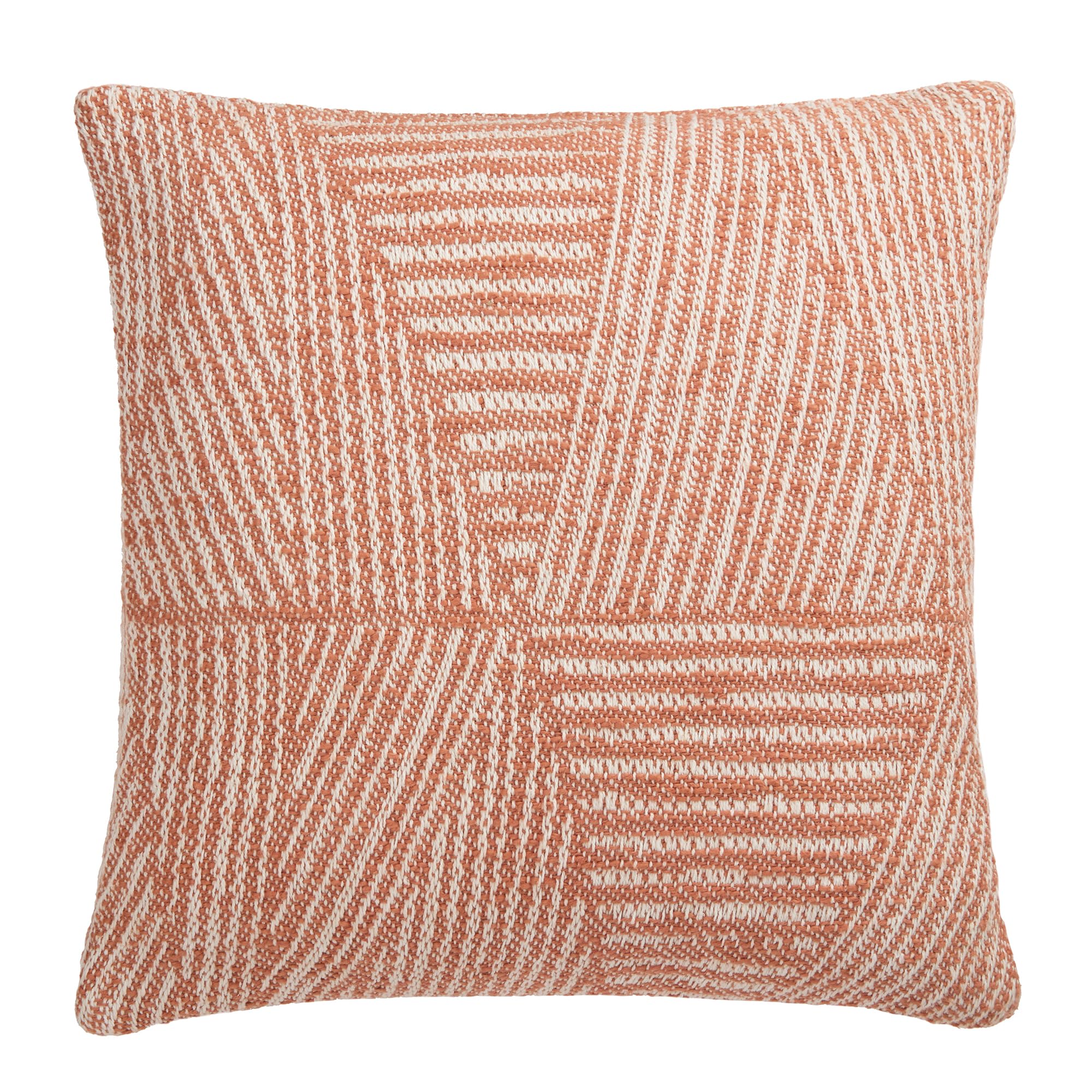 Appletree Geometric Cushion – Terracotta Orange – 43 x 43cm – 100% Cotton – Woven Texture – Filling Included – Decorative Cushion with Insert – Textured Cover for Sofa/Bedroom – Home Decor Accent