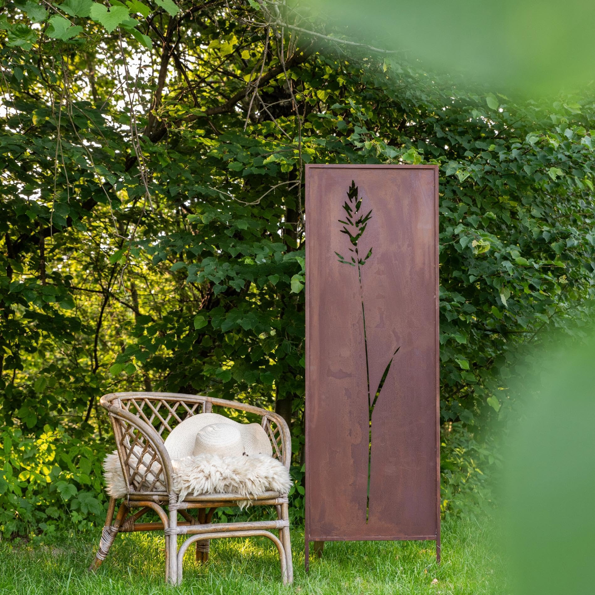 Kapaga - Sichtschutz Metall - 160x50 cm - Edelrost - Rostoptik, Patina | für Garten und Terrasse - Corten, Sichtschutzelement - Sichtschutzwand - Gartendekoration Zaun - Rost (Strauch)