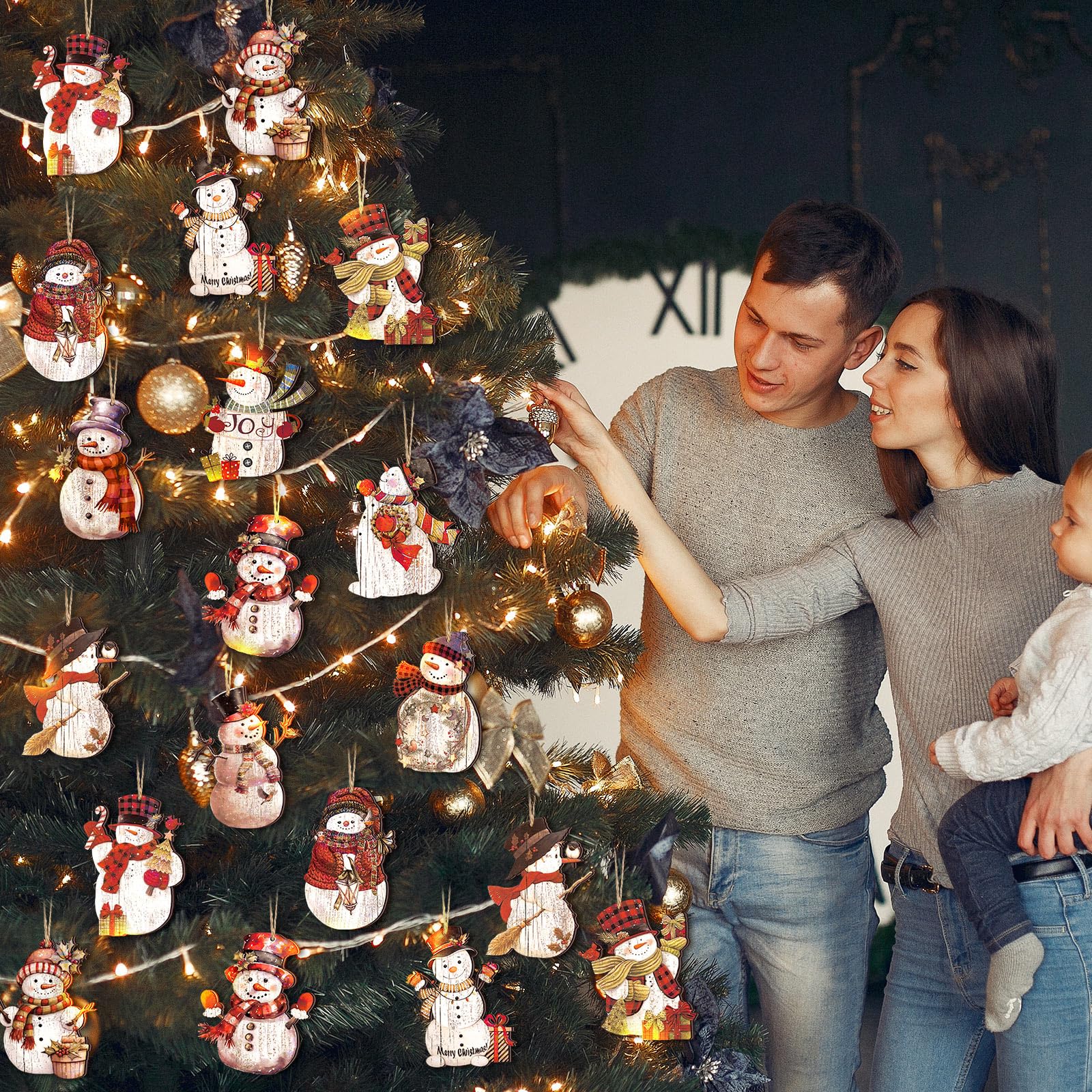 Ornements Boules De Noël Vintage Vacances Père Noël Bonhomme