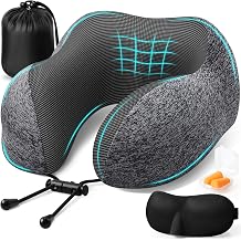 ExploreBliss Travel Pillow, Memory Foam Neck Pillow Airplane, Grey