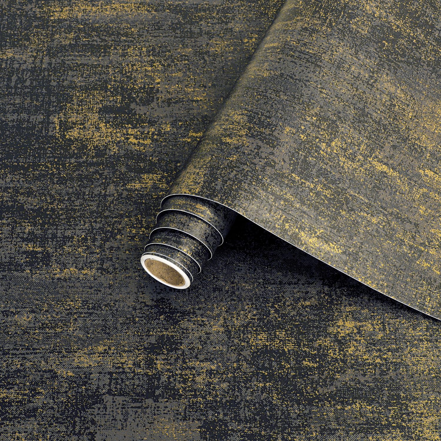 Arthome Peel and Stick Wallpaper,Self Adhesive Wallpaper,Sticky Back Plastic,Waterproof Film for Countertop,Cabinet,Furniture Renovate and Wall Covering Decoration,Black Gold 44cmx10.2m