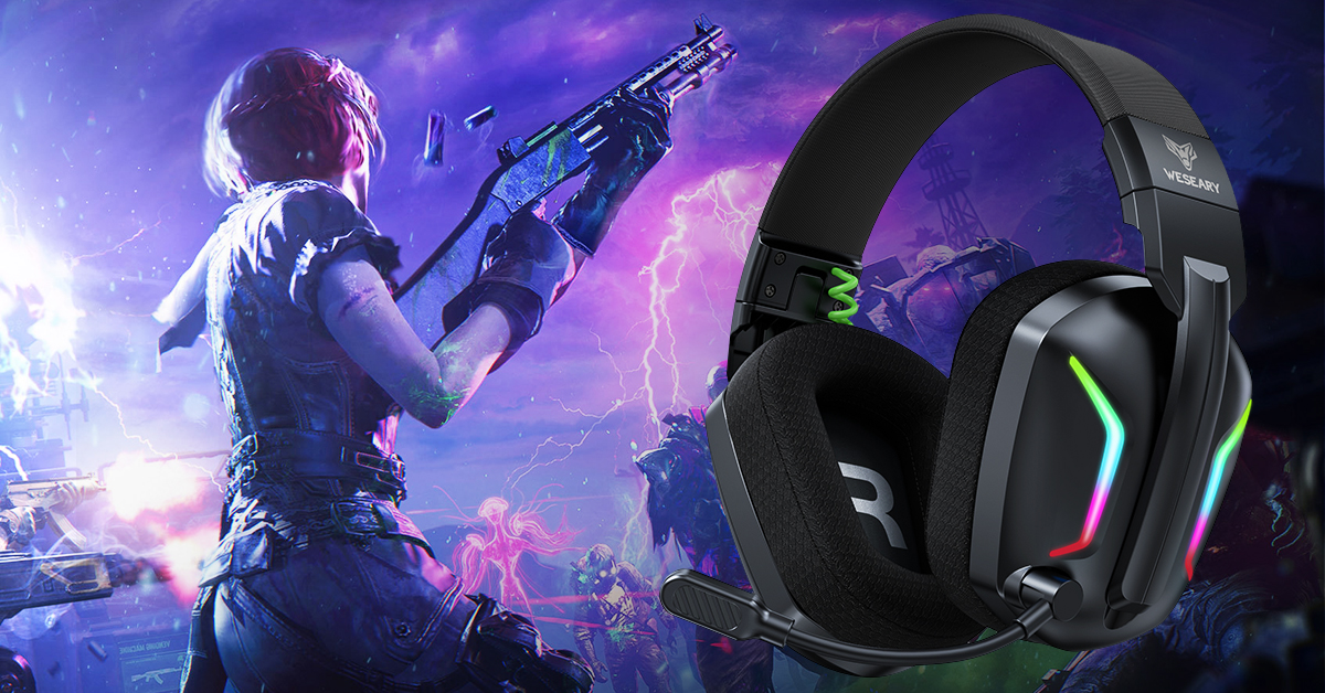 Cuffie Gaming Wireless WESEARY WG1 Con Microfono, 2.4GHz E Bluetooth, Bassa Latenza E Batteria 50h Per PS5 PS4 PC Switch