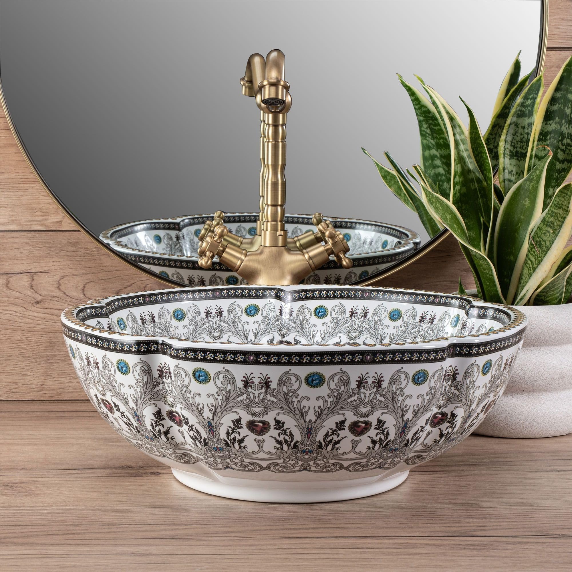 GTM Designs Aufsatzwaschbecken Glanz - Modern Waschbecken ohne Hahnloch - Elegant Aufsatzwaschbecken Oval für Badezimmer und Gäste WC - nur Bad Waschbecken - Modell 3