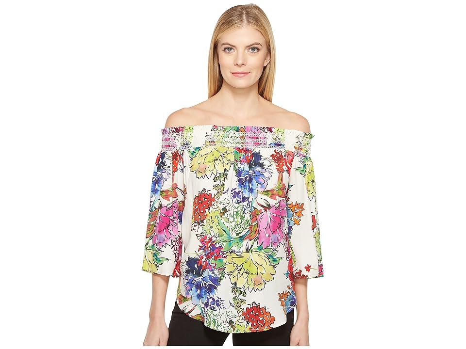 

Karen Kane Watercolor Floral Off the Shoulder Top (Print) Women's Clothing, Multi