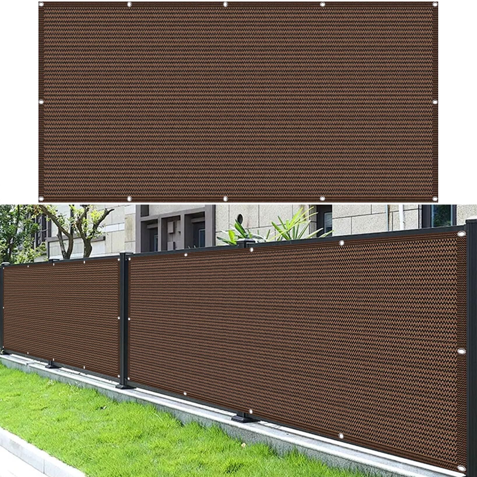 Osłona Ekranu Chroniąca Balkon 190 x 800 cm Słoneczny Wiatr Ogrodzenie Z Siatki Przeciwwiatrowej Z Opaskami Kablowymi Na Zewnątrz, Do Ogrodu, brązowy