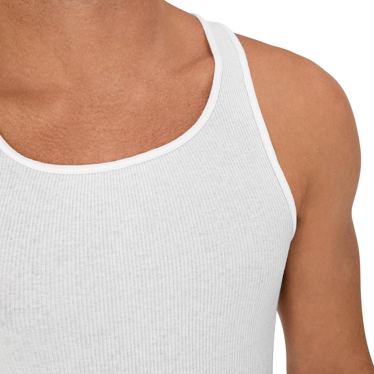 Hanes Men's Tank Undershirt Pack, Cotton Tank Undershirt, Moisture-Wicking, Breathable, White or Grey/Black, Multi-Pack - Image 5