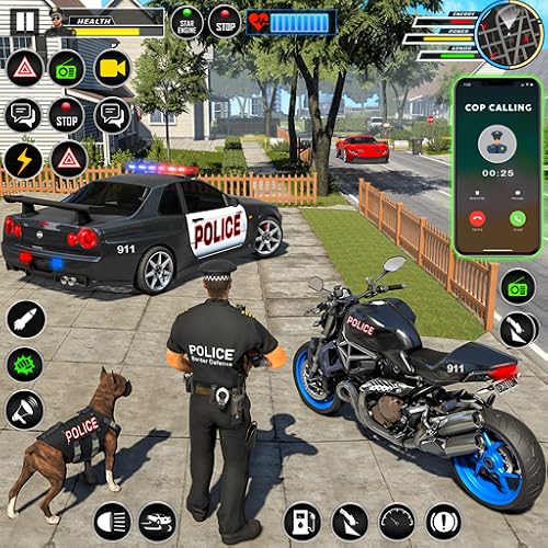 Open World Police Car Simulator 3D - Miami Vegas Crime Gangster Chase Games - Cop Bike Police officer Rescue Mission Adventure