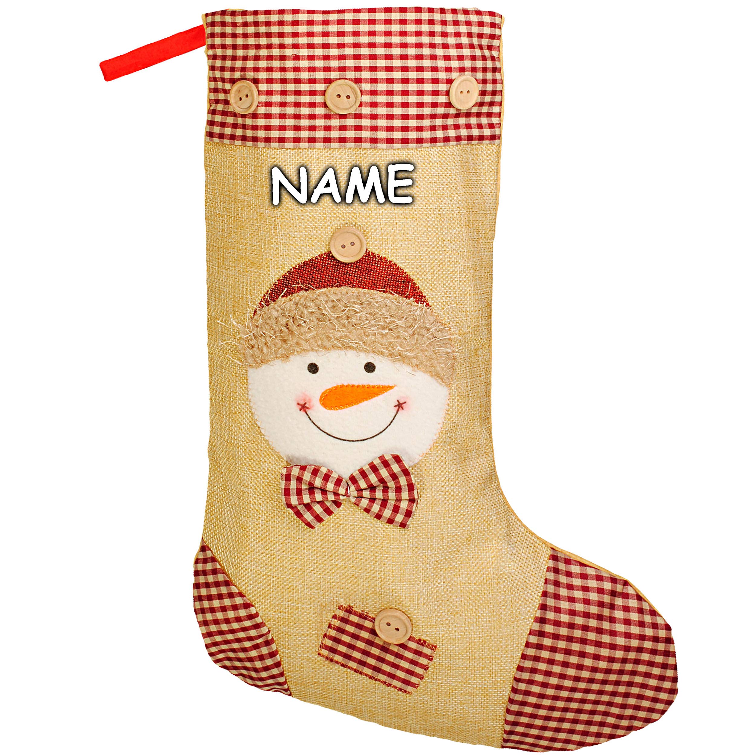 alles-meine.de GmbH 5 Stück XL - Weihnachtssocken & Filzstrümpfe - inkl. Name - 3D Effekt - 45 cm - Schneemann - zum Aufhängen - Nikolausstiefel - Nikolausstrümpfe/Weihnachts..