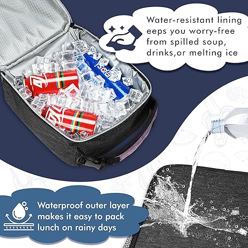 Miniatura 68 de Lonchera pequeña con aislamiento para hombres y mujeres, a prueba de salpicaduras, portátil, reutilizable, lonchera térmica, bolsa refrigerante