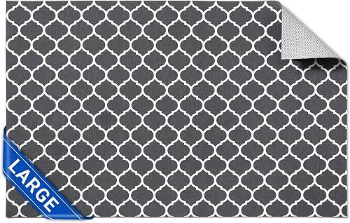 Cooyes Large Dog Food Mat 17.5"×36", Ultra-Absorbent Dog Bowl Mat for Food and Water, Pet Feeding Mat with Non-Slip Rubber Back, Cat Placemats with Water-Locking Bottom That Protects Floors