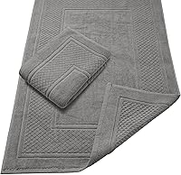 Avalon Towels Grey Bath Mat Set of 2 - 100% Ringspun Cotton 900 GSM Absorbent Quick Dry Bathroom Mats (22x34 Inches)