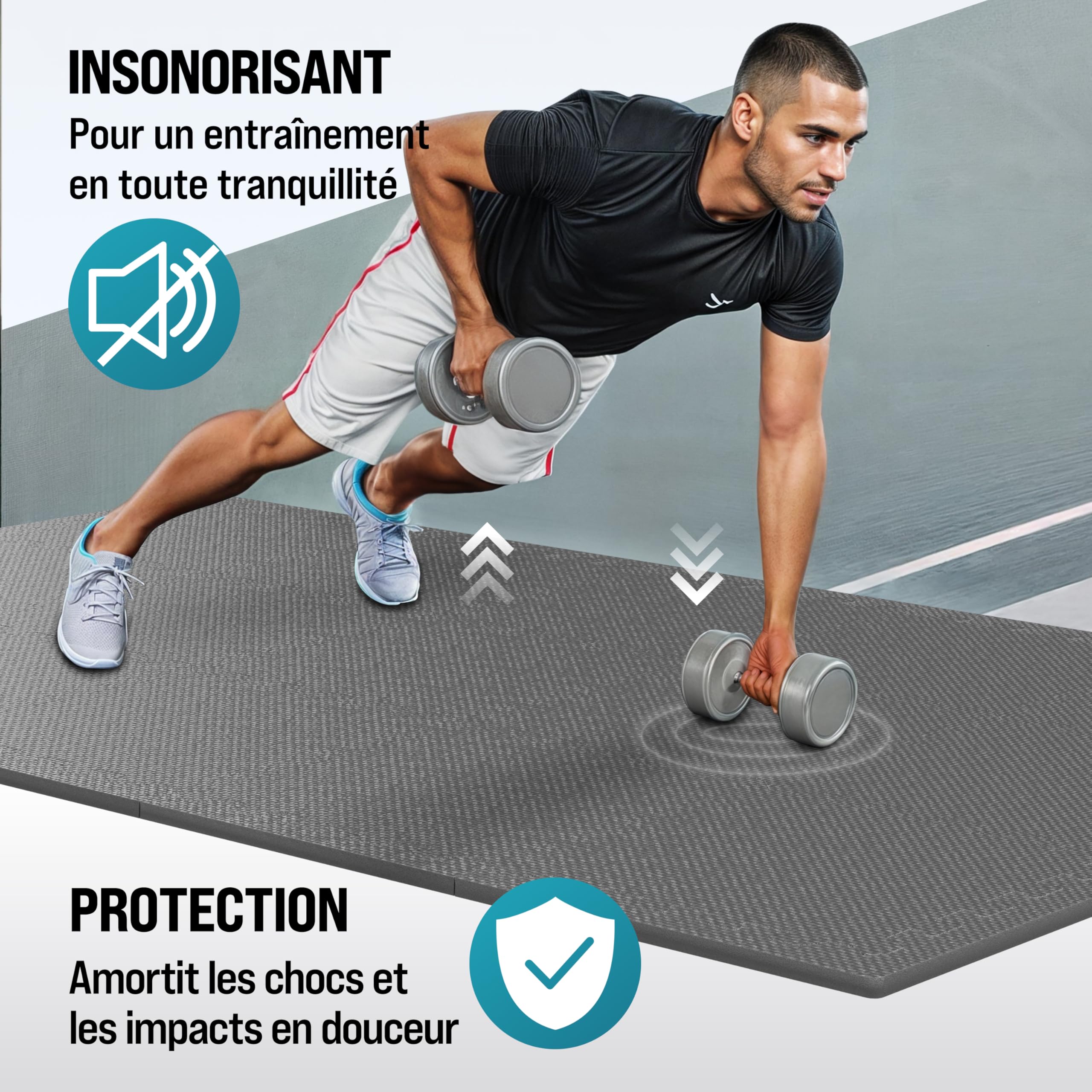 MONZANA® Tapis de Protection de Sol Gris 31x31 cm Mousse EVA 36 pièces Dalles de Protection Sport Piscine Jeu Enfant