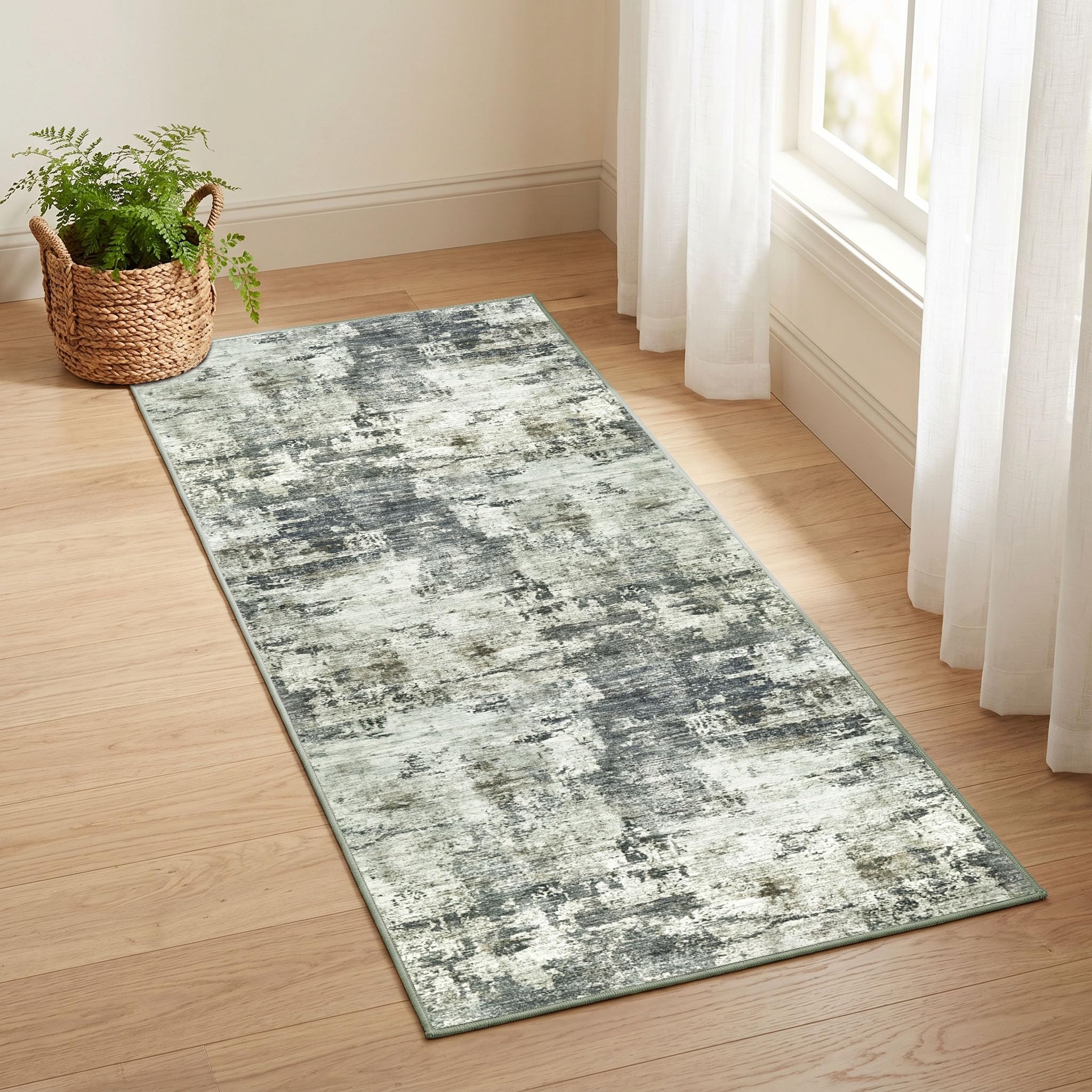 BedLooms Machine Washable Hallway Runner Abstract Grey Rug 60x220 cm Frost Soft Touch Premium Quality Rugs for Living Room, Non Slip Carpet Runners for Bedroom, Dining Room Kids Room