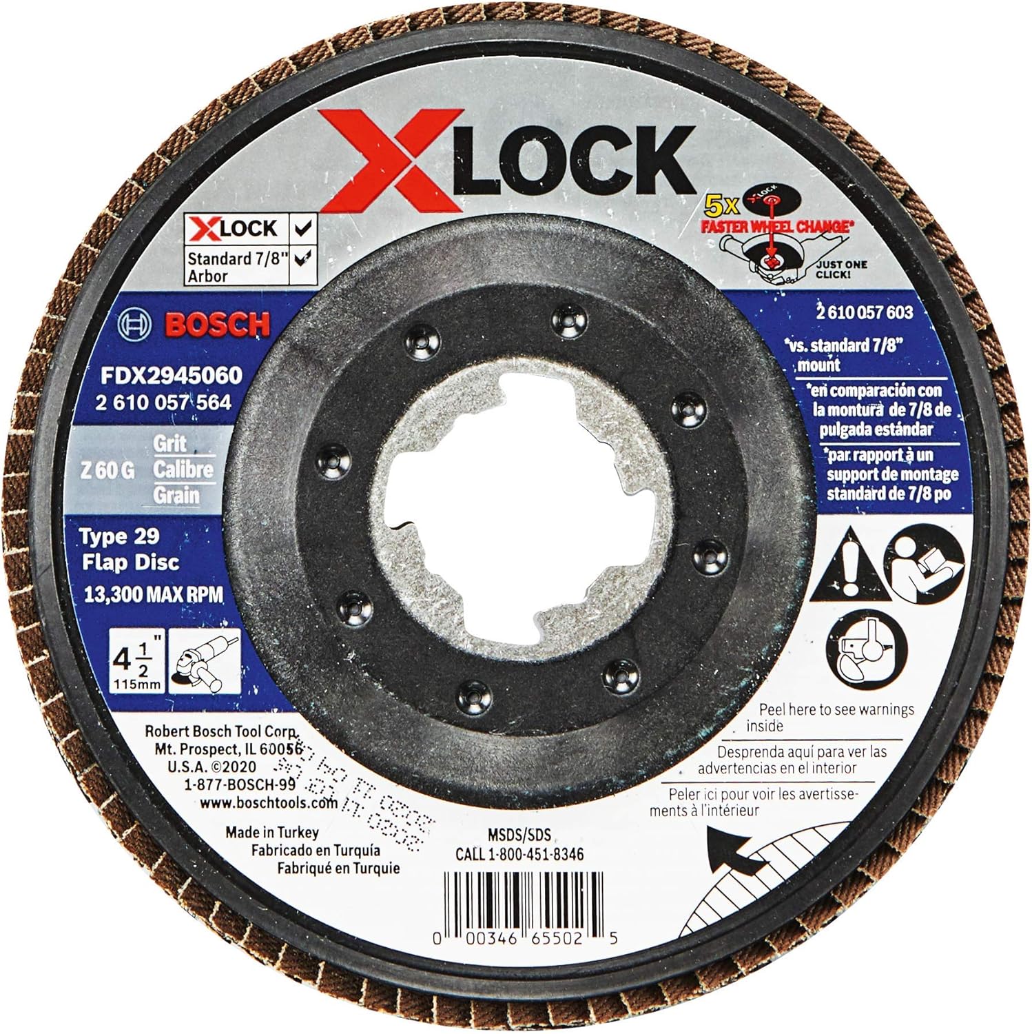 BOSCH FDX2945060 1Piece 41/2 In. XLOCK Flap Disc 60 Grit