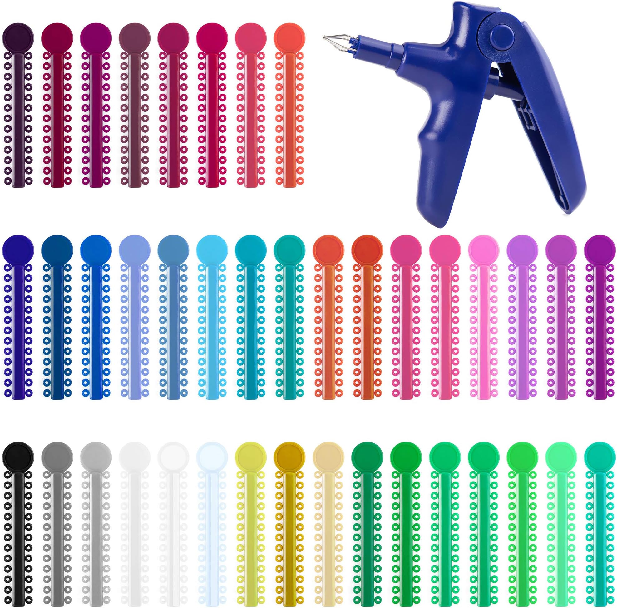 Dental Orthodontic Ligature Ties and Orthodontic Ligature Gun Tools Teeth Orthodontic Ligature Ring Rubber Bands Multi-Color(1040 Pcs/Bag)